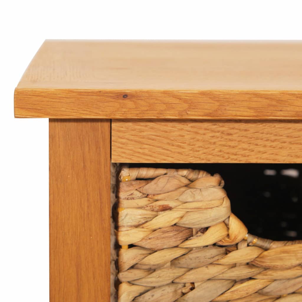 Sideboard 88x53x43 cm Solid Oak Wood and Water Hyacinth