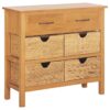 Sideboard 90x33.5x83 cm Solid Oak Wood and Water Hyacinth