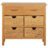 Sideboard 90x33.5x83 cm Solid Oak Wood and Water Hyacinth
