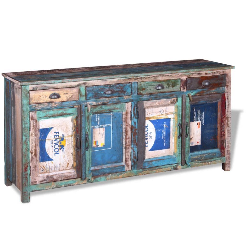 Sideboard with 4 Doors 4 Drawers Solid Reclaimed Wood