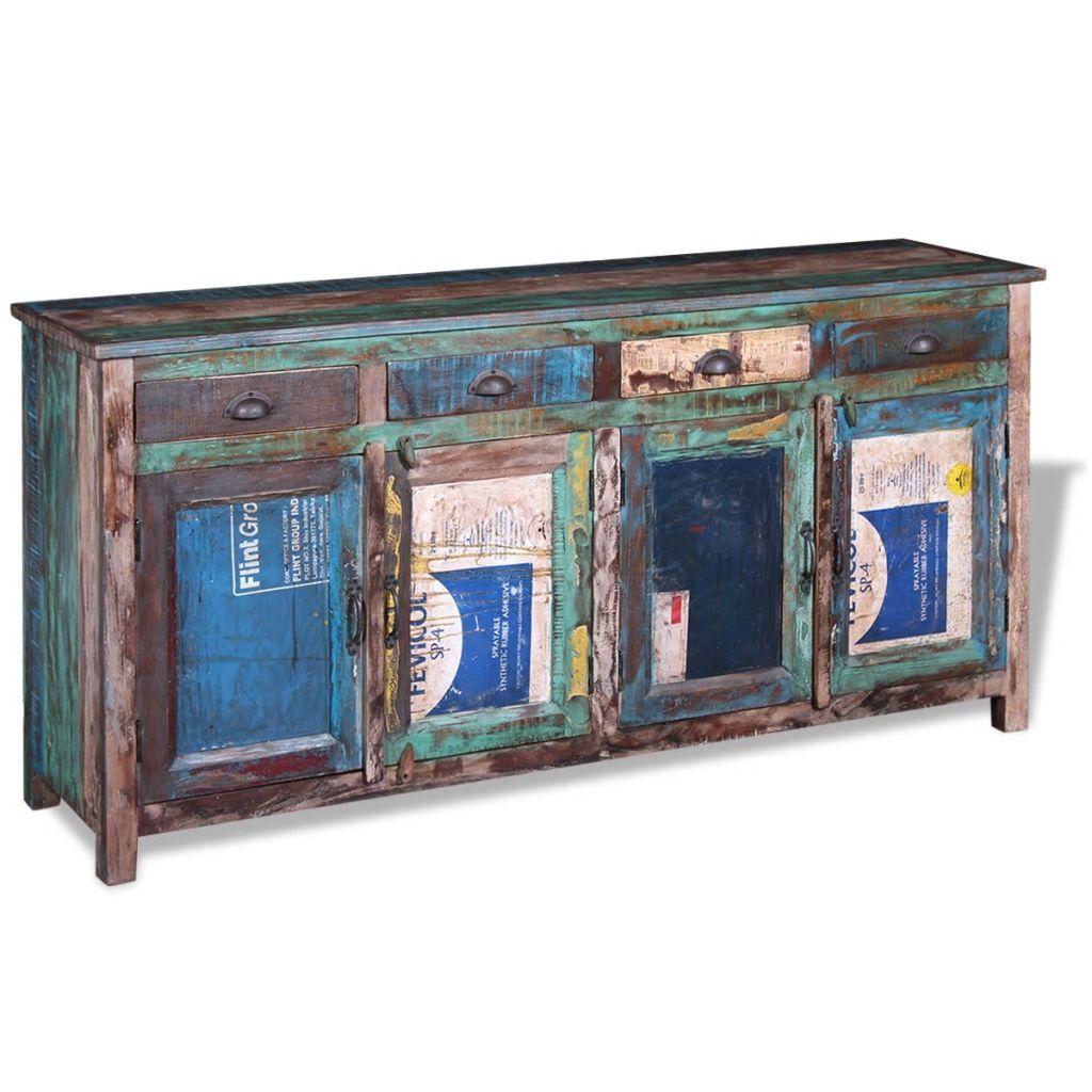 Sideboard with 4 Doors 4 Drawers Solid Reclaimed Wood