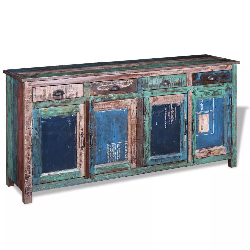 Sideboard with 4 Doors 4 Drawers Solid Reclaimed Wood