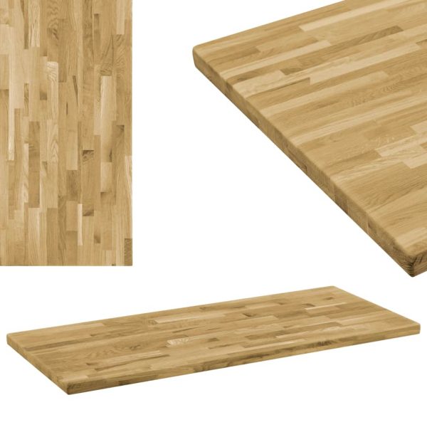 Table Top Solid Oak Wood Rectangular 44 Mm 100X60 Cm
