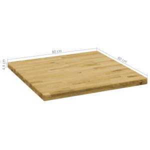 Table Top Solid Oak Wood Square 44 Mm 80X80 Cm
