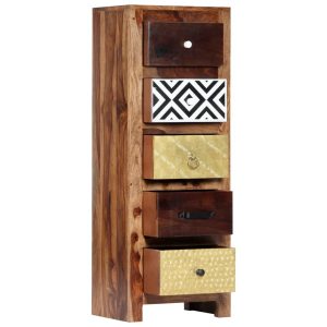Tall Boy Chest Of Drawers Cabinet 40x30x110 cm Solid Sheesham Wood