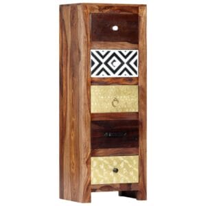 Tall Boy Chest Of Drawers Cabinet 40x30x110 cm Solid Sheesham Wood