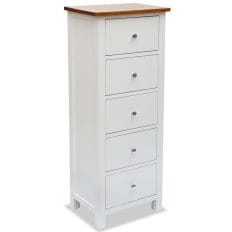 Colonial Painted White Tallboy Chest of Drawers Solid Oak Wood Top