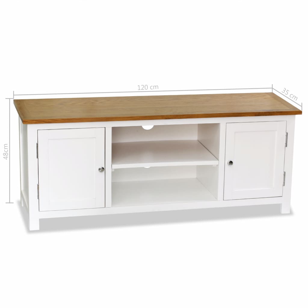 TV Cabinet 120x35x48 cm Solid Oak Wood