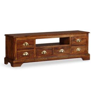 6 Drawer TV Unit Solid Sheesham Wood 120cm
