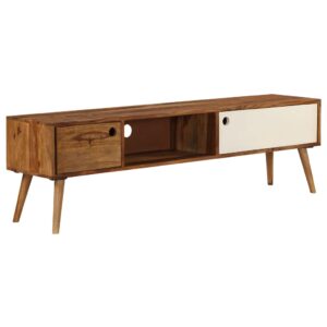 Large Vintage TV Unit 140cm Solid Sheesham Wood