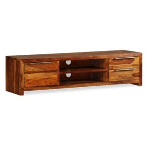 Cubic Low TV Unit Honey Colour Sheesham Wood 120cm