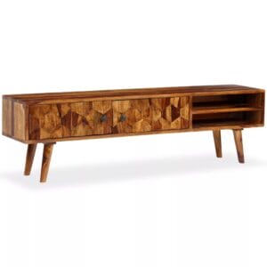 CNC Cut Large TV Unit Solid Sheesham Wood 140cm