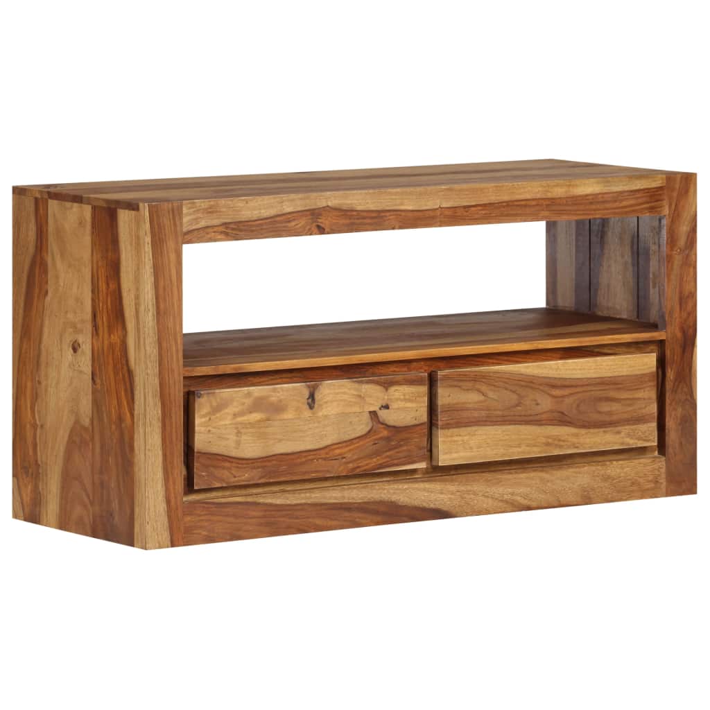 2 Drawer Flat TV Unit 80cm Solid Sheesham Wood