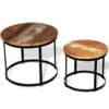 Two Piece Coffee Table Set Solid Reclaimed Wood Round 40cm/50cm