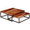 Two Piece Nesting Coffee Table Set Solid Sheesham Wood