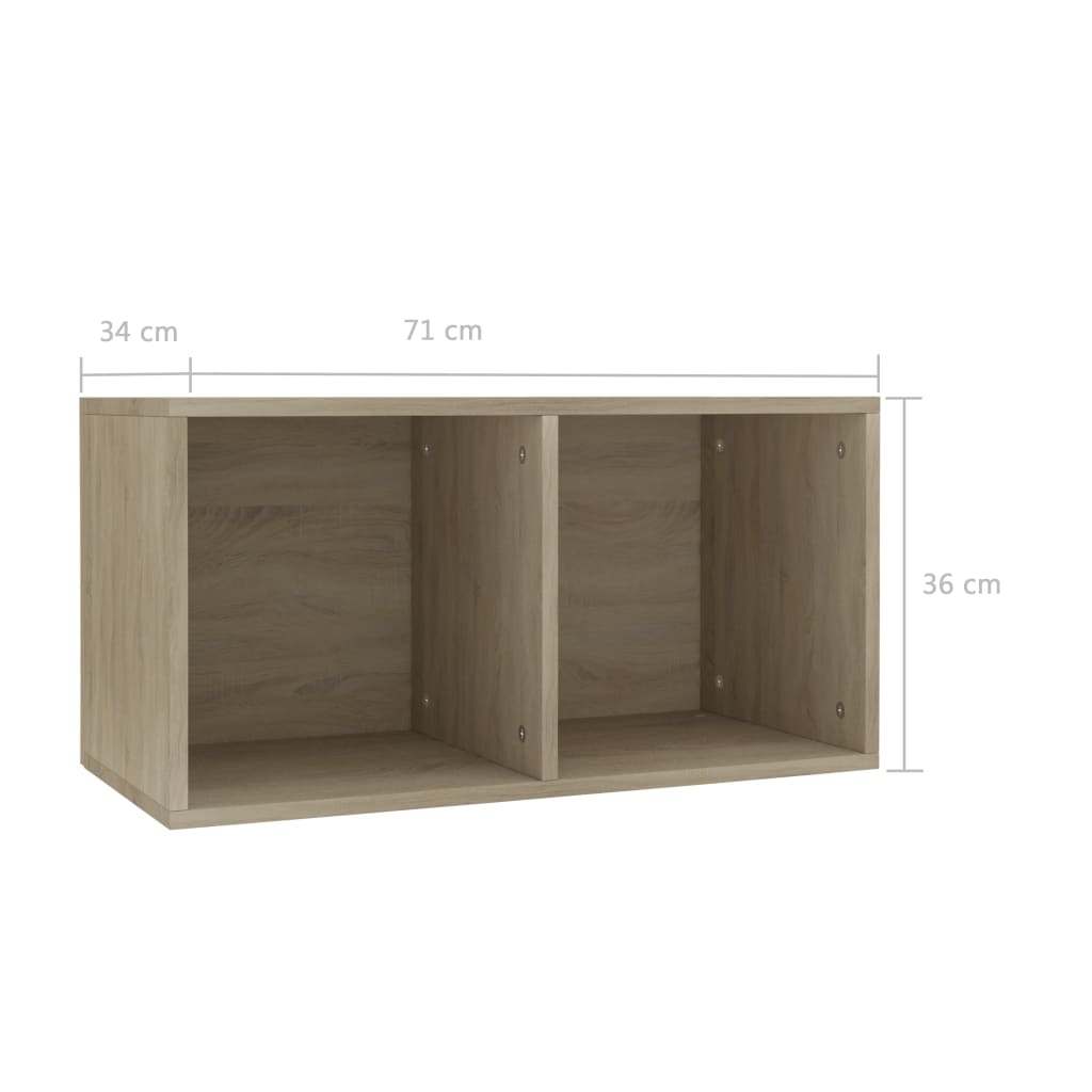 Vinyl Storage Box Sonoma Oak 71x34x36 cm Chipboard