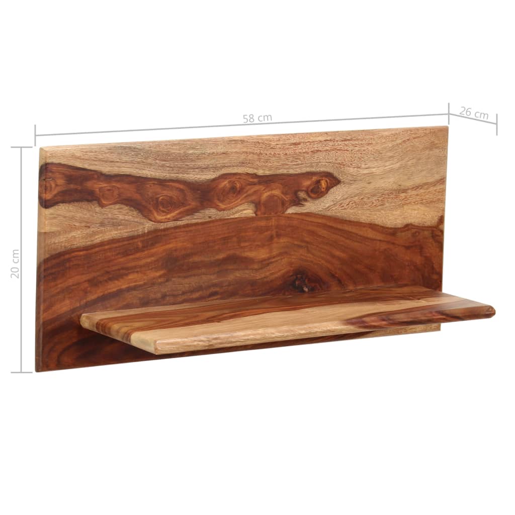 Wall Shelves 2 pcs 58x26x20 cm Solid Sheesham Wood