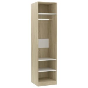 Wardrobe White and Sonoma Oak 50x50x200 cm Chipboard