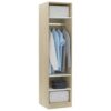 Wardrobe White and Sonoma Oak 50x50x200 cm Chipboard