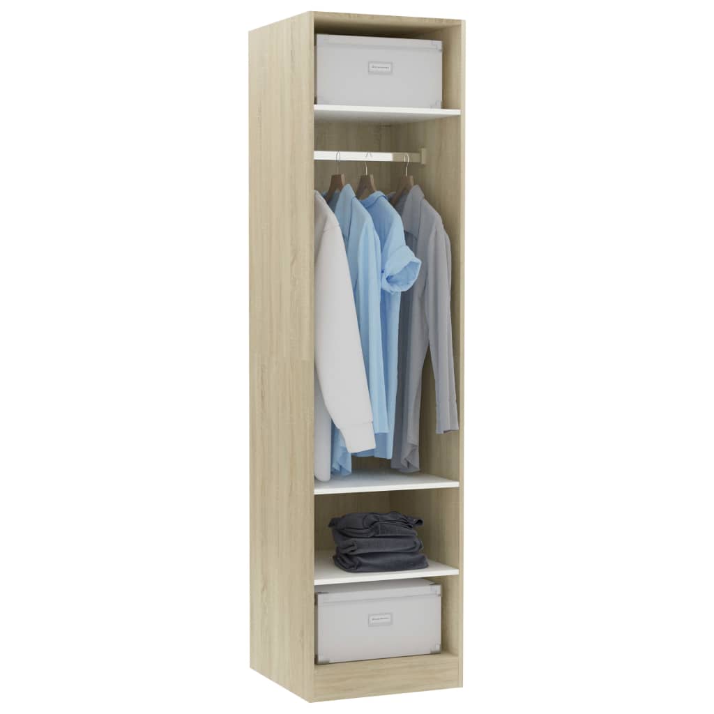 Wardrobe White and Sonoma Oak 50x50x200 cm Chipboard