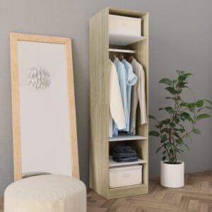 Wardrobe White and Sonoma Oak 50x50x200 cm Chipboard