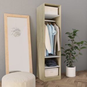 Wardrobe White and Sonoma Oak 50x50x200 cm Chipboard