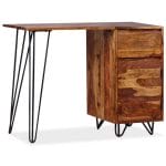 Writing Desk with 1 Drawer and 1 Cabinet Solid Sheesham Wood 1
