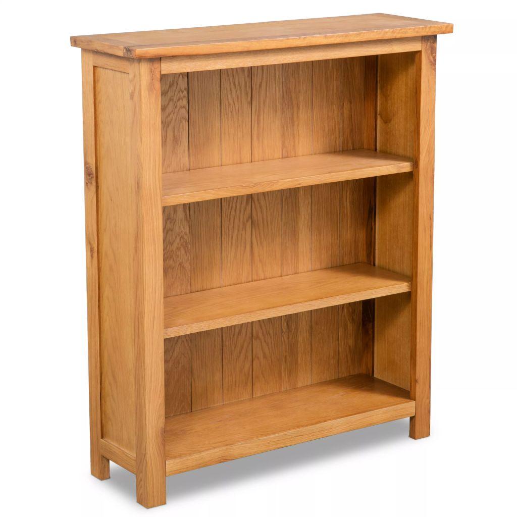 3-Tier Bookcase 70x22.5x82 cm Solid Oak Wood