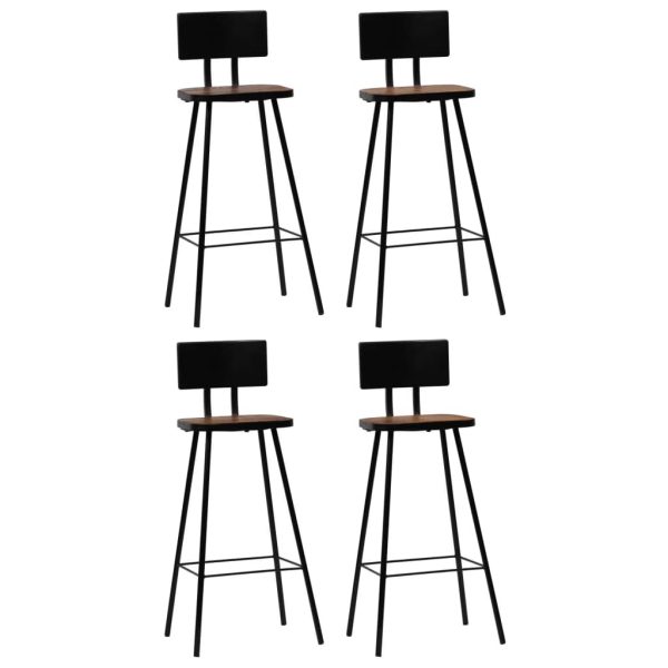 Bar Chairs 4 pcs Solid Reclaimed Wood Dark Brown