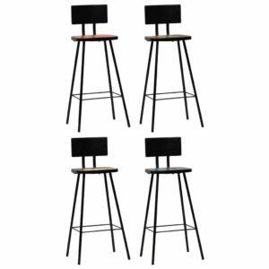 Bar Chairs 4 pcs Solid Reclaimed Wood Multicolour