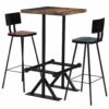 Bar Set 3 Piece Solid Reclaimed Wood Multicolour