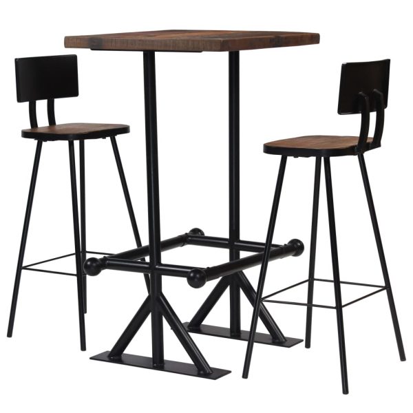 Bar Set 3 Piece Solid Reclaimed Wood