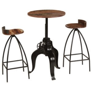 Bar Set 3 Pieces Solid Reclaimed Wood