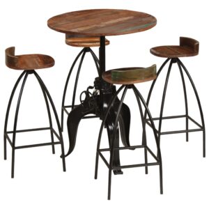 Bar Set 5 Pieces Solid Reclaimed Wood