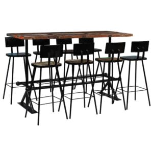 Bar Set 9 Piece Solid Reclaimed Wood Multicolour