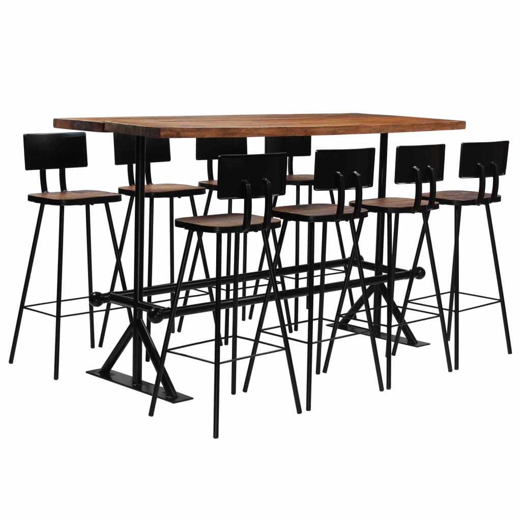 Bar Set 9 Piece Solid Reclaimed Wood