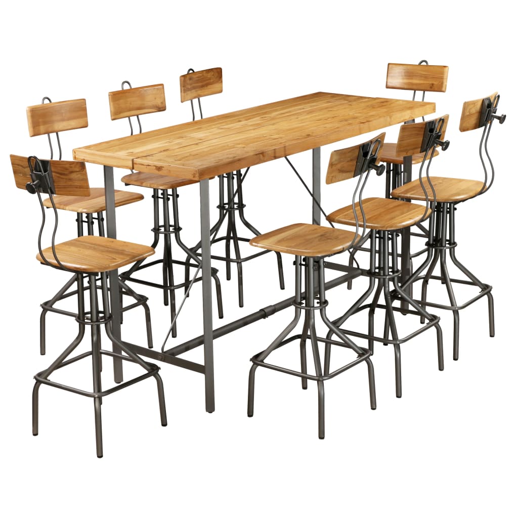 Bar Set 9 Pieces Solid Reclaimed Teak 1 Bar Set 9 Pieces Solid Reclaimed Teak