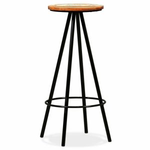 Bar Stools 2 pcs Solid Reclaimed Wood and Steel