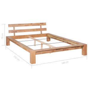 Bed Frame Solid Oak Wood 140X200 Cm