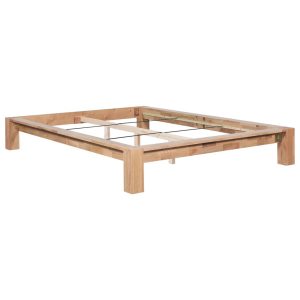 Low Bed Frame Solid Oak Wood 140x200 cm