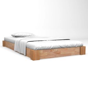 Cubic Bed Frame Solid Oak Wood 160x200 cm