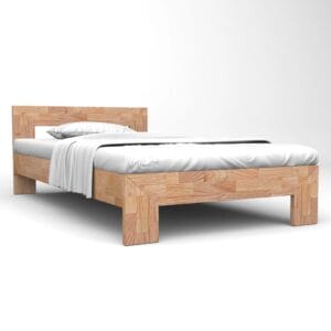 Parquet Bed Frame Solid Oak Wood 160x200 cm
