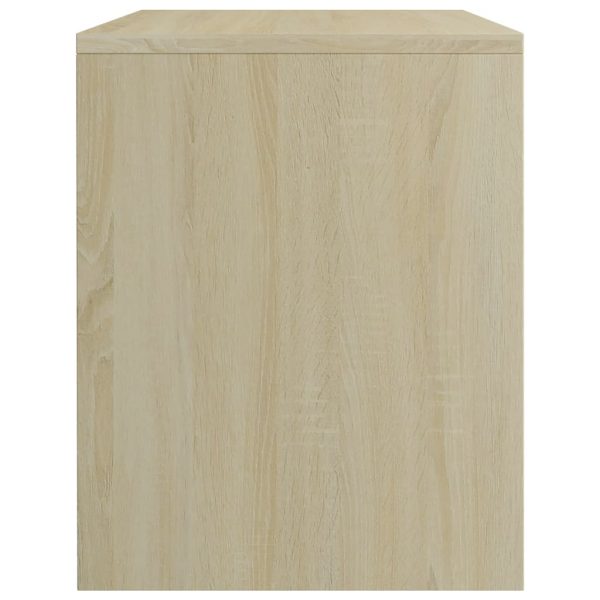 Bedside Cabinet White And Sonoma Oak 40X30X40 Cm Chipboard