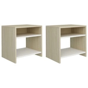 Bedside Cabinets 2pcs White and Sonoma Oak 40x30x40cm Chipboard