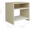 Bedside Cabinets 2pcs White and Sonoma Oak 40x30x40cm Chipboard