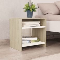 Bedside Cabinets 2pcs White and Sonoma Oak 40x30x40cm Chipboard