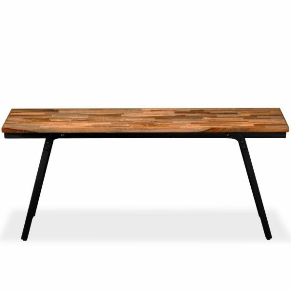 Industrial Style Bench Reclaimed Teak And Steel 110X35X45 Cm