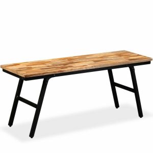 Industrial Style Bench Reclaimed Teak and Steel 110x35x45 cm