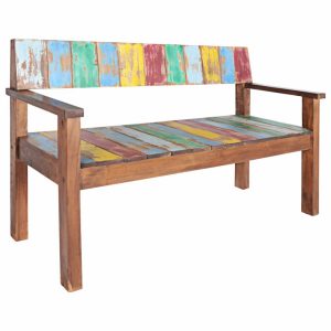 Bench Solid Reclaimed Boat Wood 125x51x80 cm