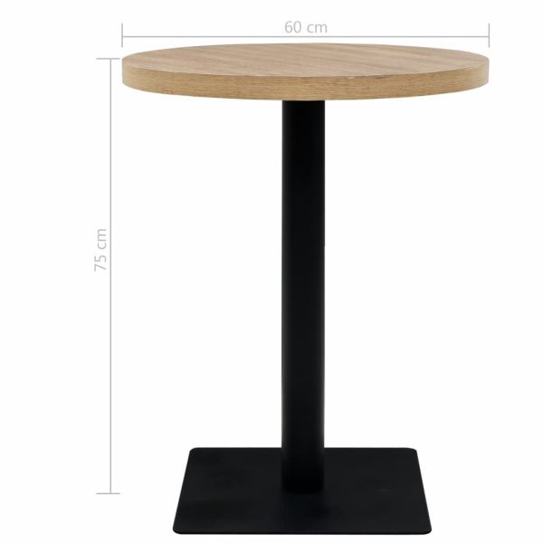 Bistro Table Mdf And Steel Round 60X75 Cm Oak Colour